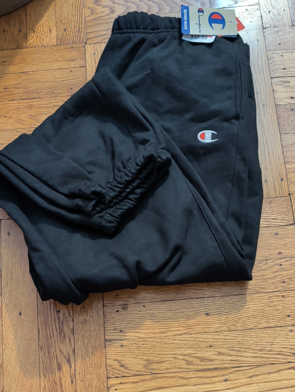 Champion Mens Black Jogger Sweatpants with Embroidered Logo